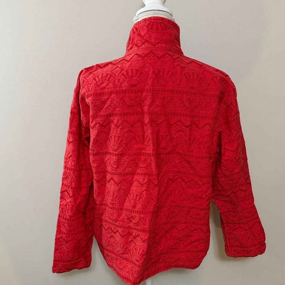 Chico's Red‎ Embossed Button-Front Jacket - Picture 6 of 7